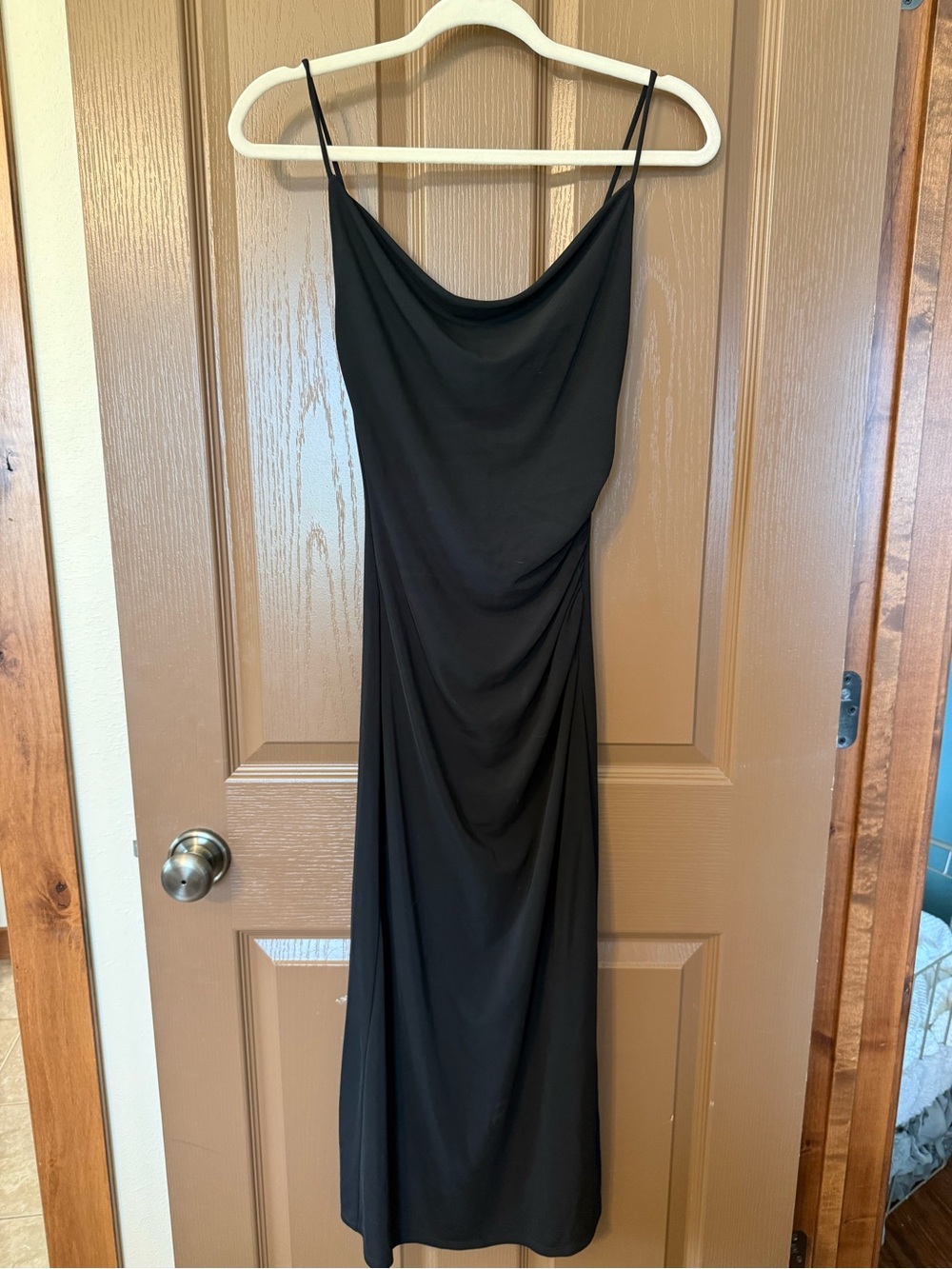 H&M Black Cowl Neck Midi Slip Dress